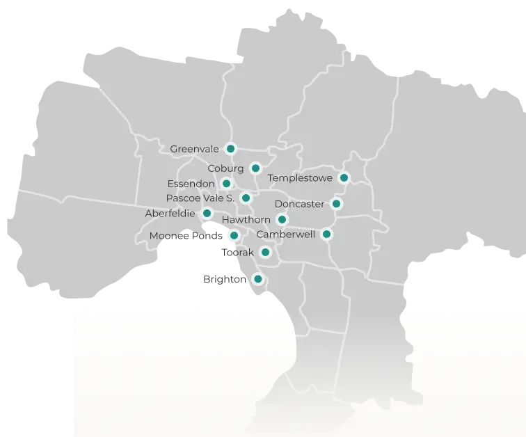 Map of Melbourne suburbs where OZCAN Group builds